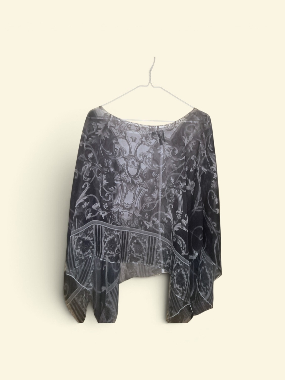 Style & Co. Black Sheer Printed Boatneck Tunic